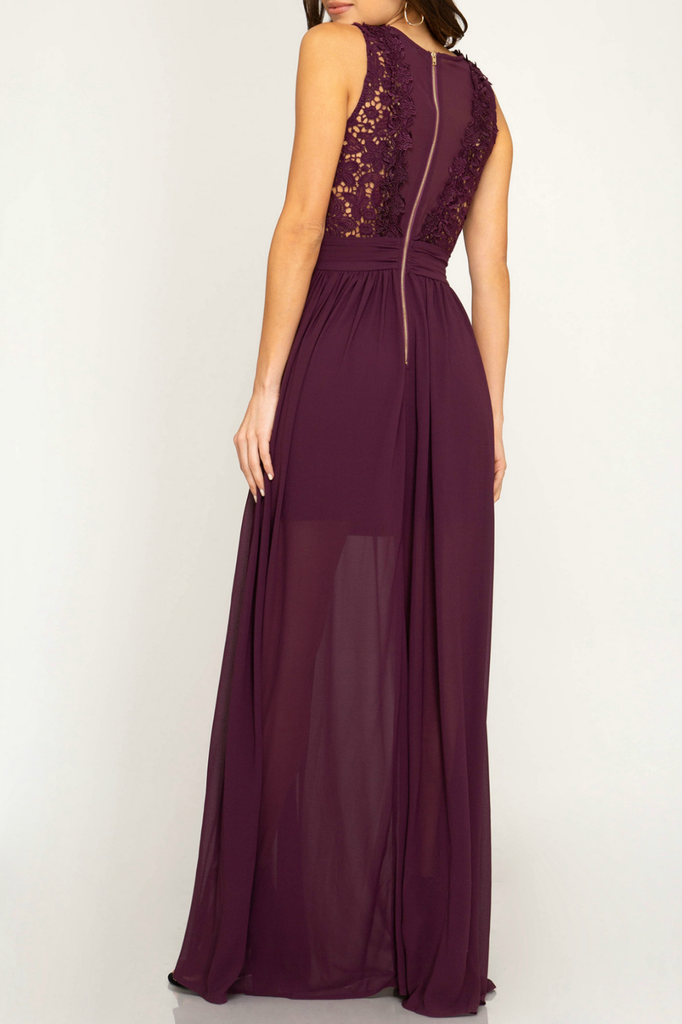 She & Sky Crochet bodice maxi dress