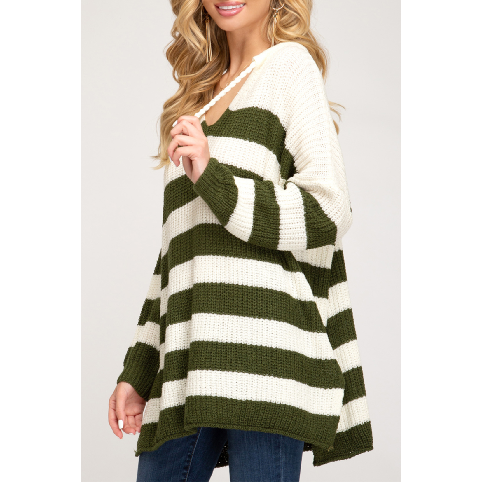 She & Sky Striped pullover sweater