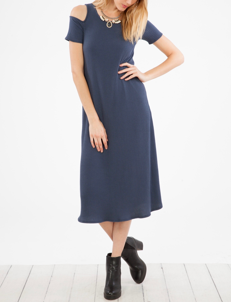 Peach Love CA Peach Love CA Cold Shoulder Knit Dress