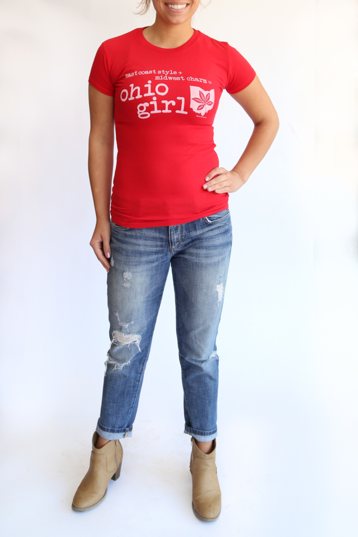 Great to Be Here Tees Ohio Girl Tee, Red, asle item, Was $25