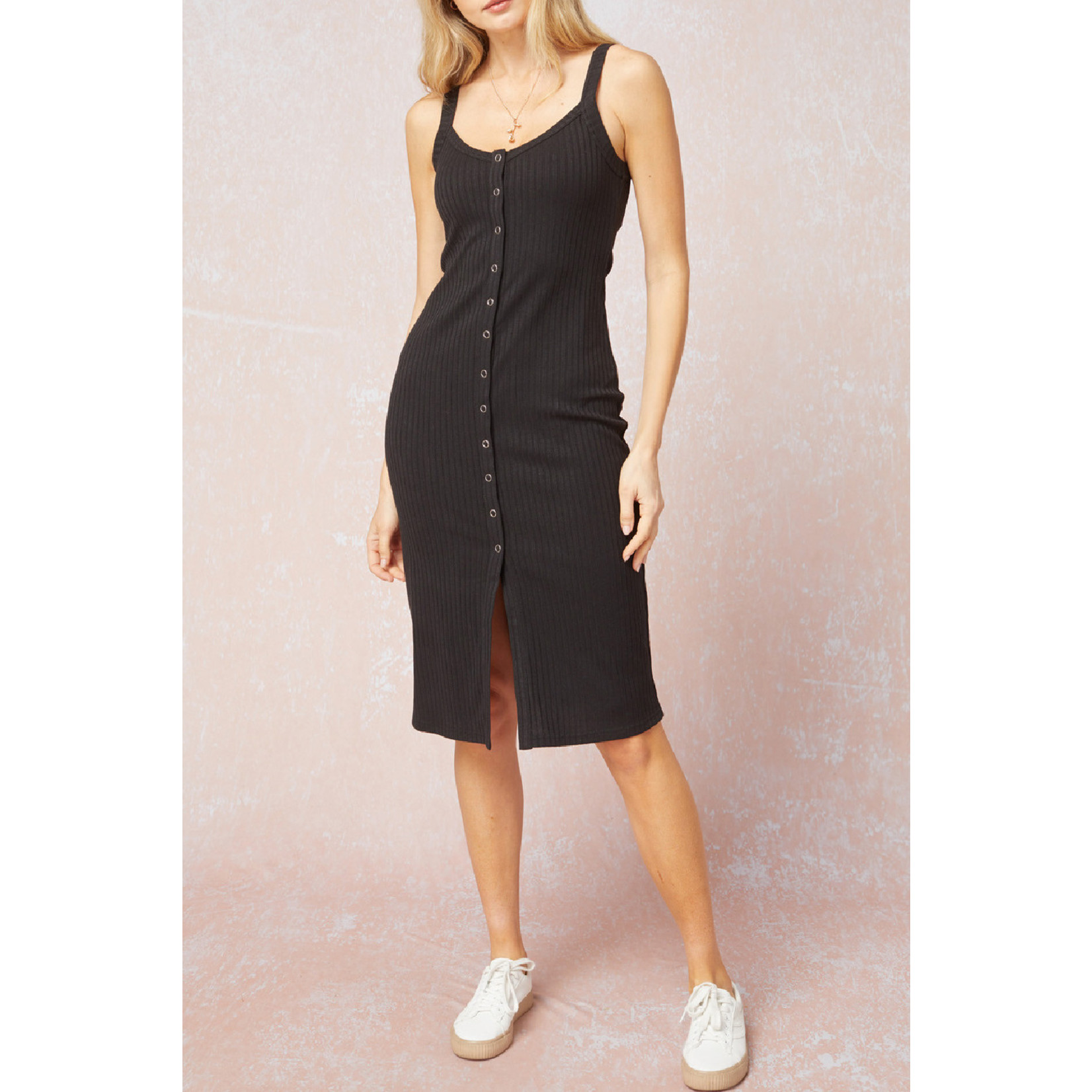 Entro Ribbed Button Front Dress
