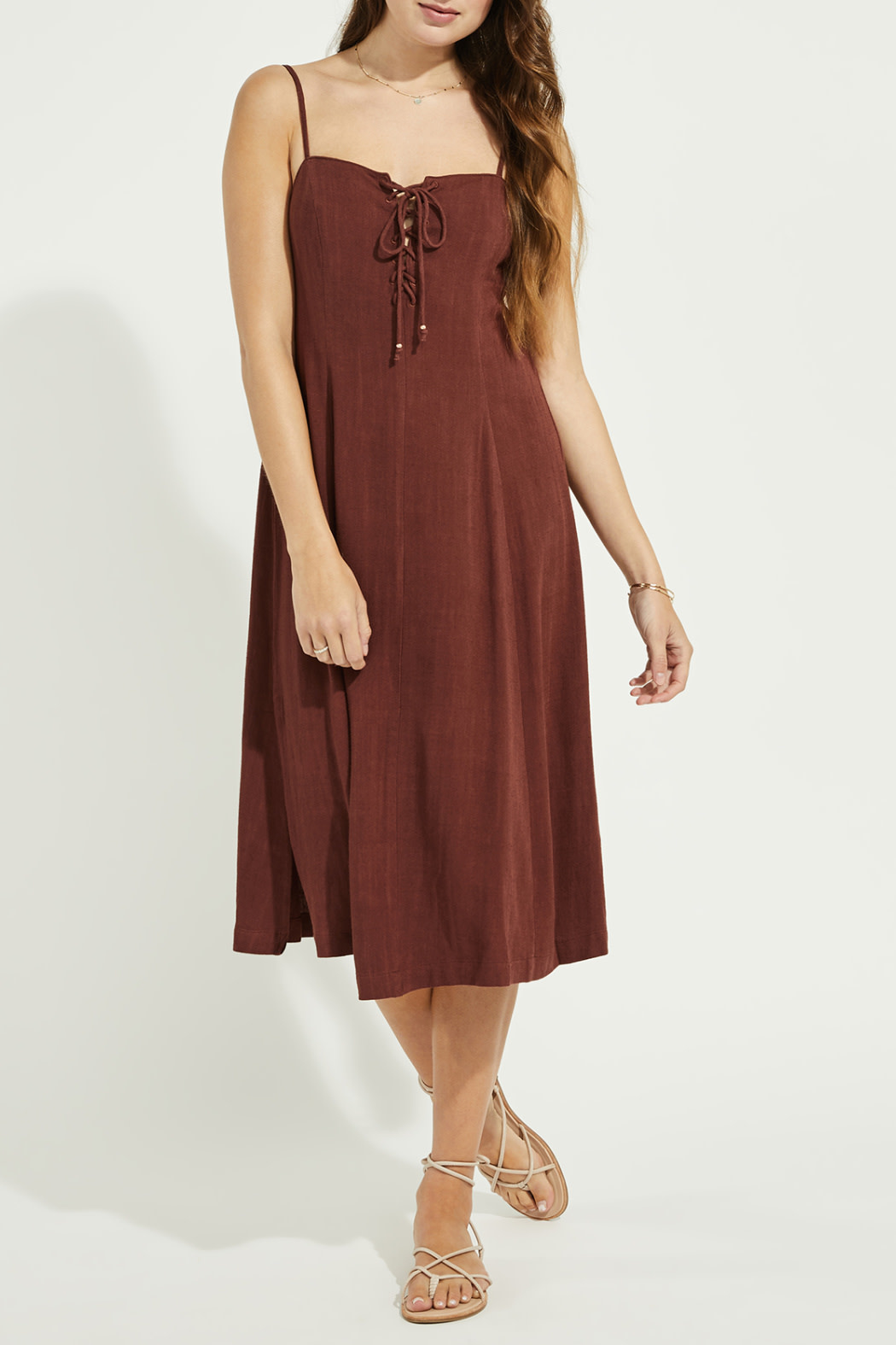 Gentle Fawn Lace Up Linen Mix Dress