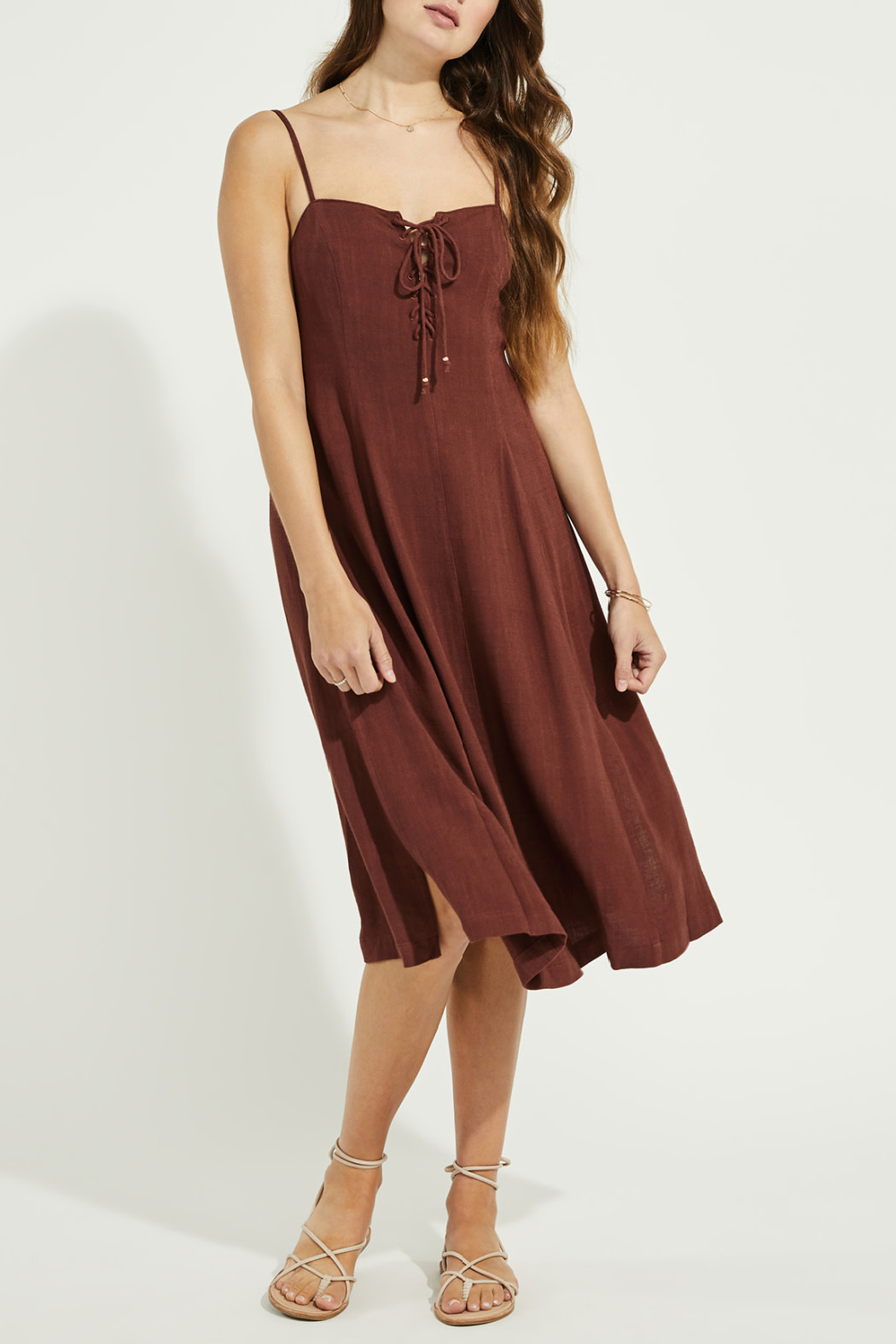 Gentle Fawn Lace Up Linen Mix Dress