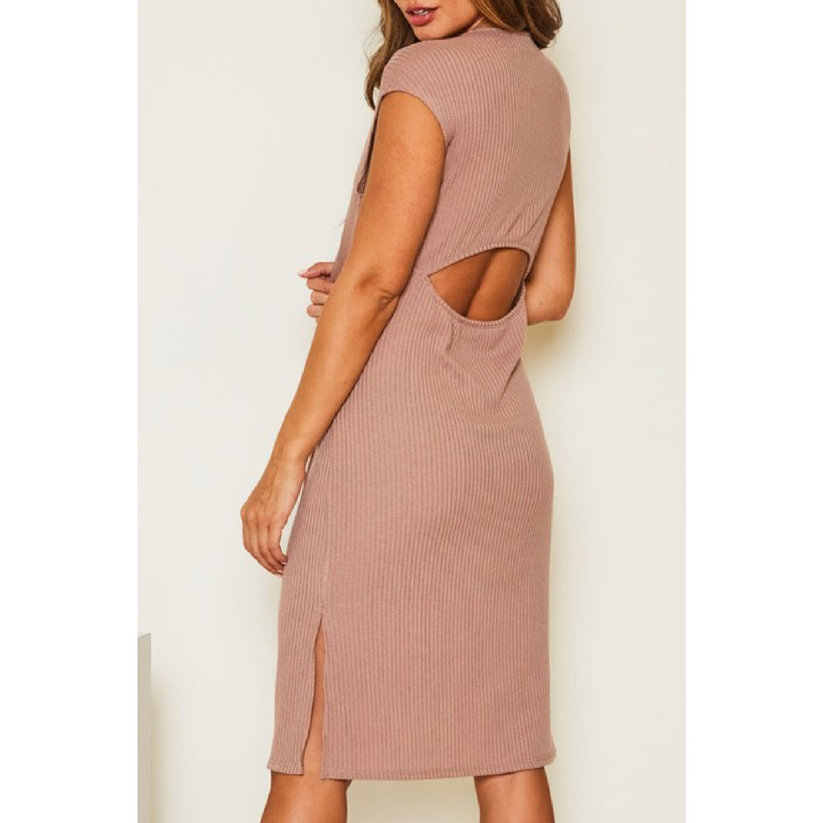 Fantastic Fawn Open Back Ribbed dress