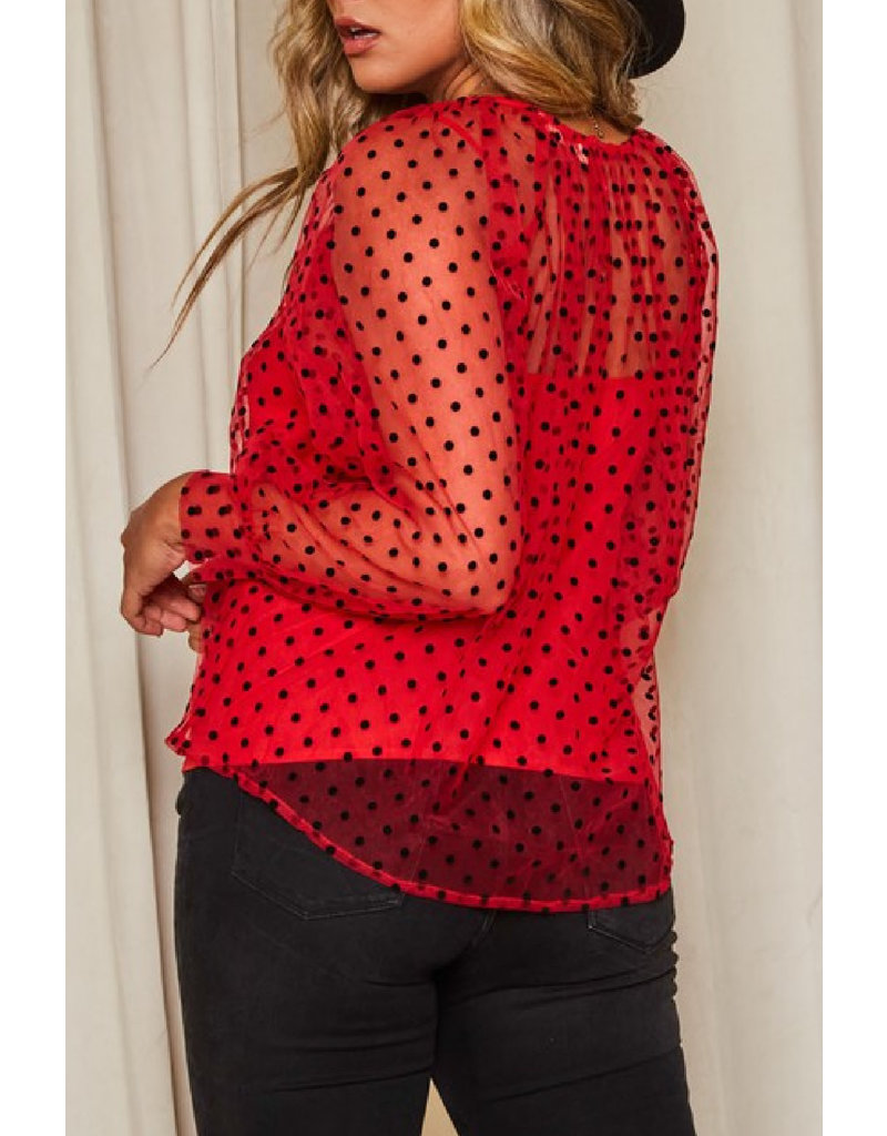 Peach Love CA Dotted Blouse with Cami