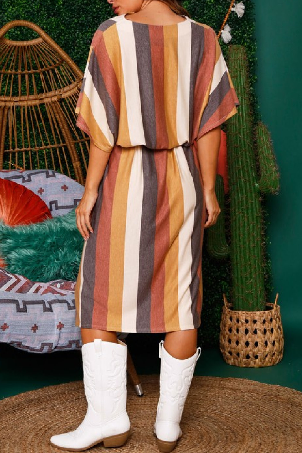 Fantastic Fawn Half Sleeve Midi Dress