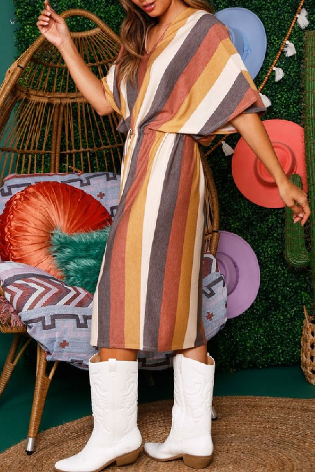 Fantastic Fawn Half Sleeve Midi Dress