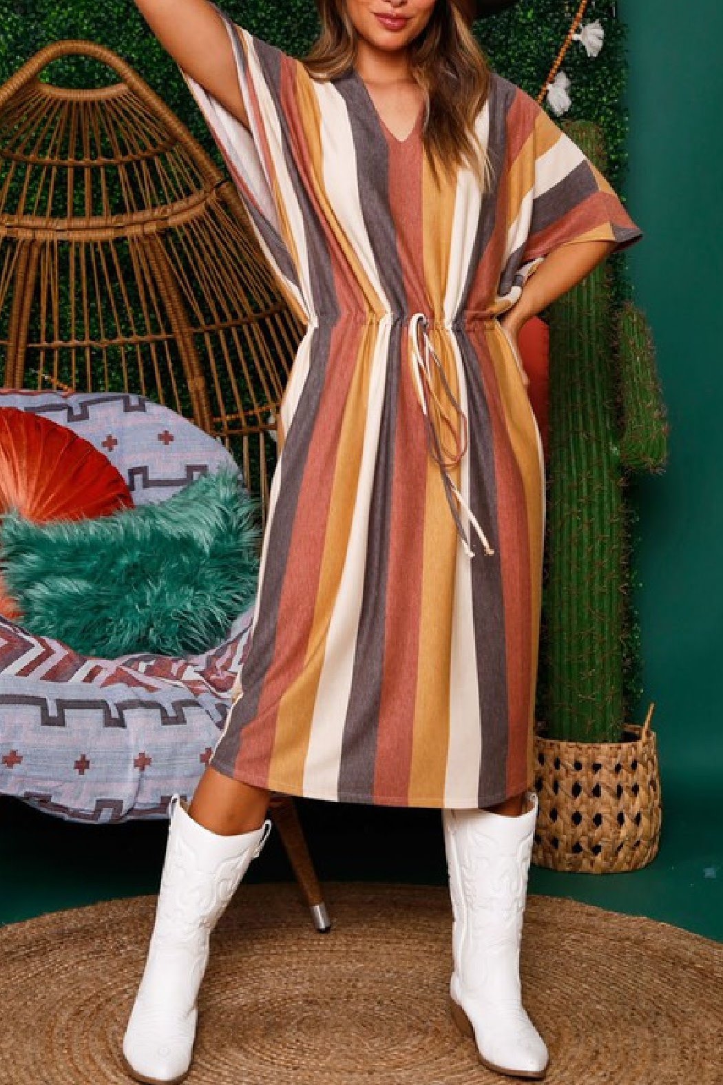 Fantastic Fawn Half Sleeve Midi Dress