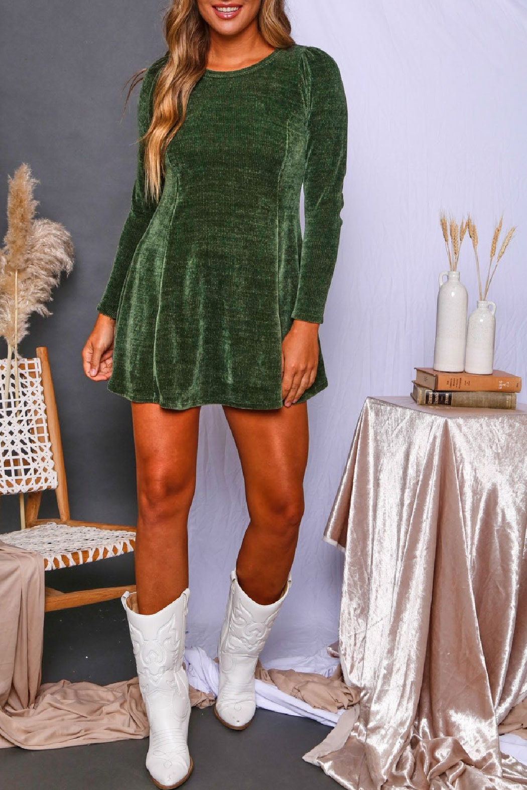 Peach Love CA Ribbed Skater Dress