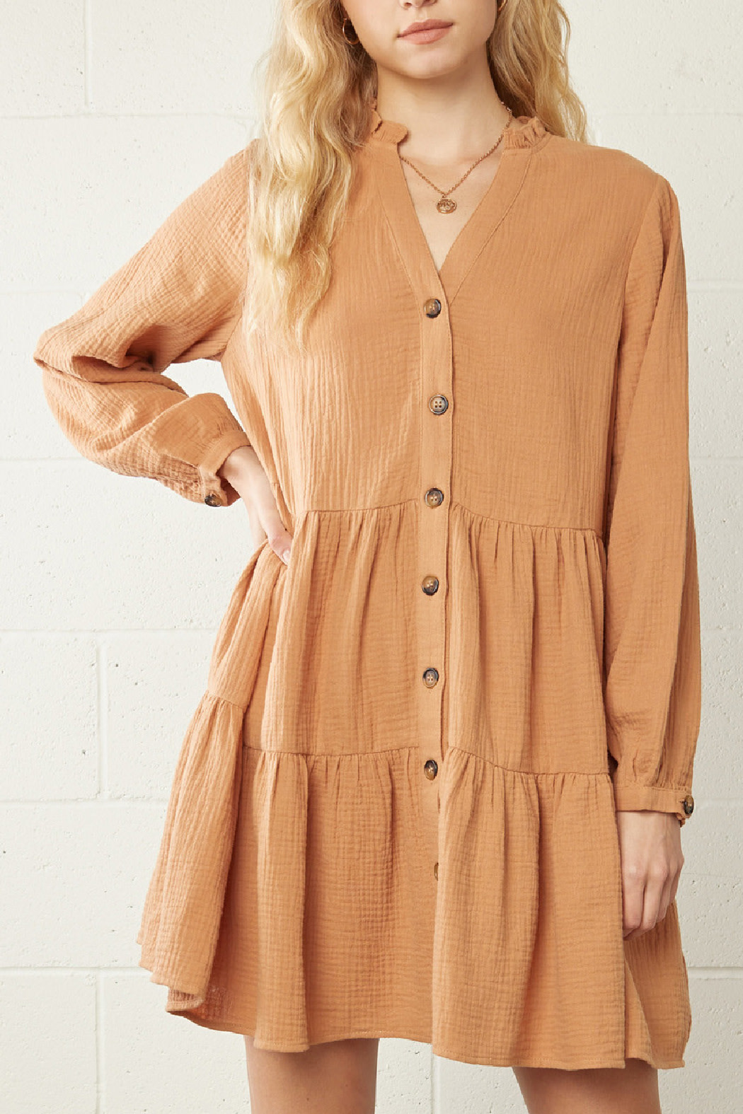 Entro Tiered button down dress
