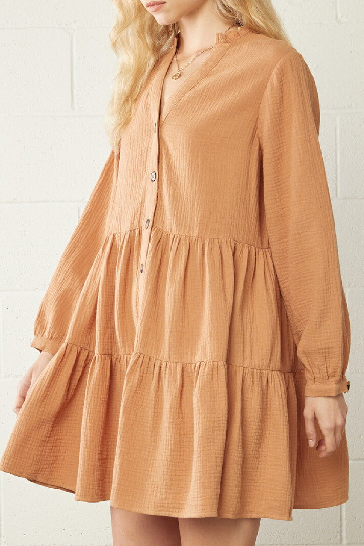Entro Tiered button down dress