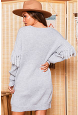 Fantastic Fawn Fringe Detail Sweater Dress