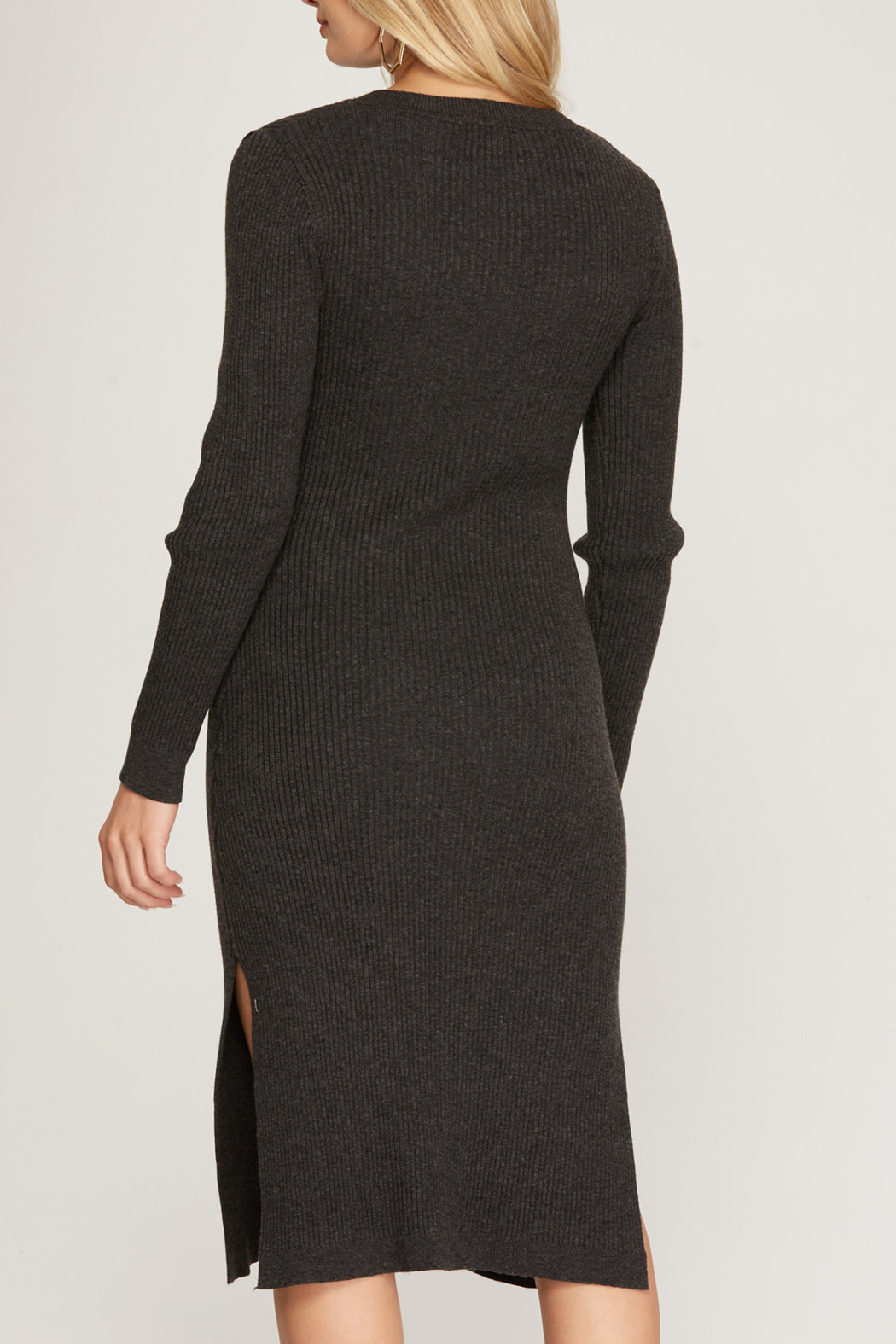 She & Sky Ribbed Midi Dress