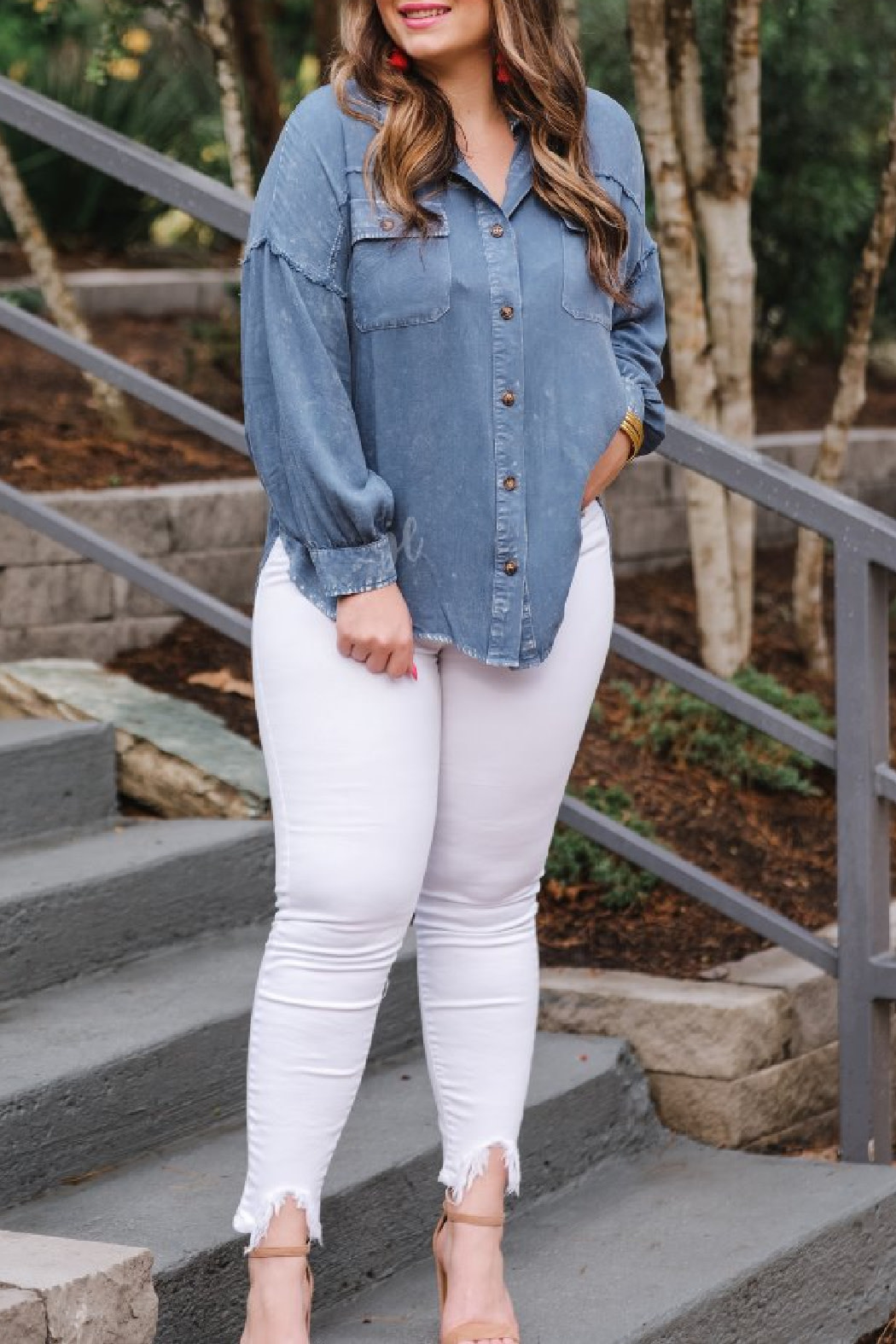 Jess Lea Button Up Acid Wash Top