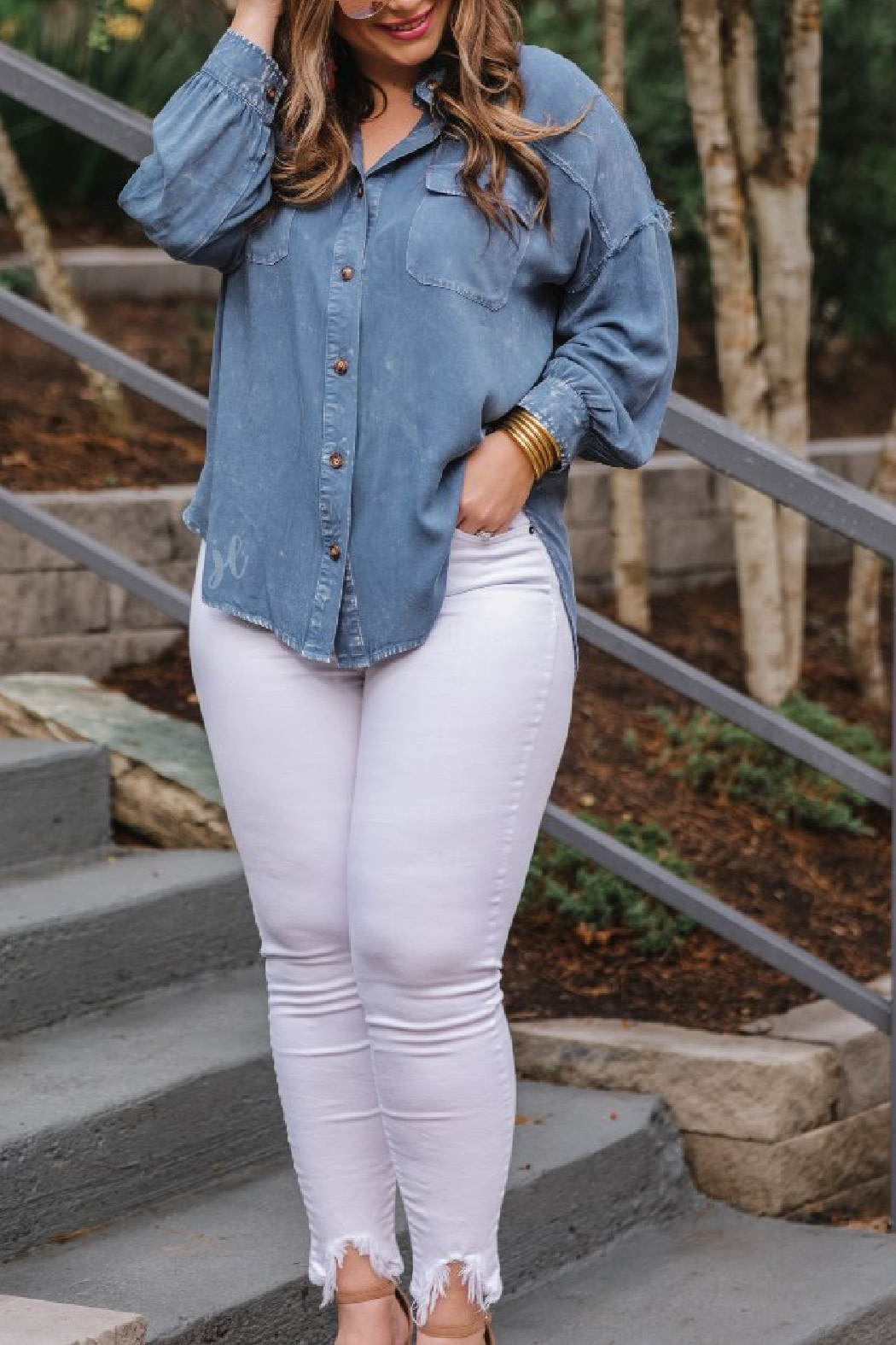 Jess Lea Button Up Acid Wash Top