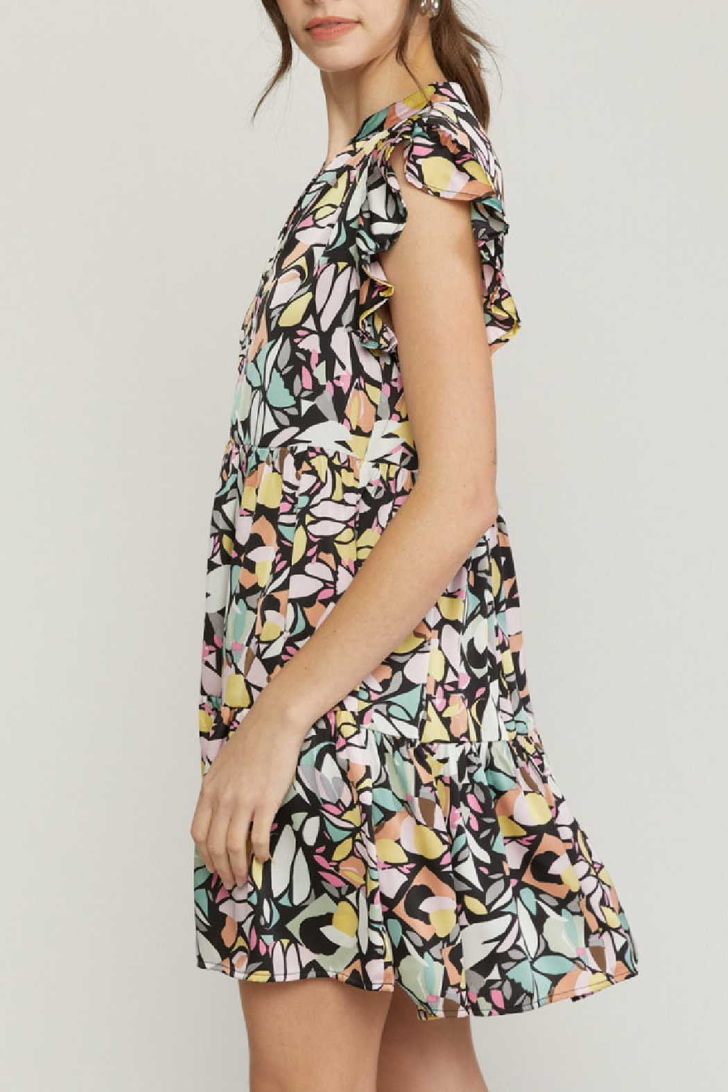 Entro Printed Tiered Dress