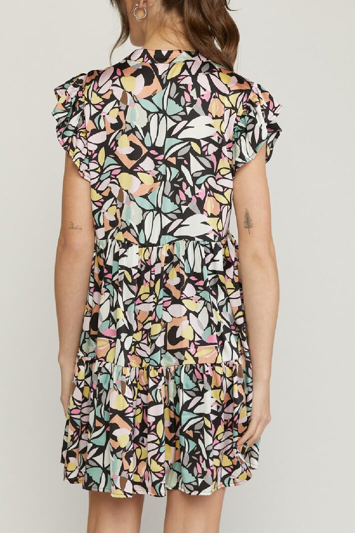 Entro Printed Tiered Dress