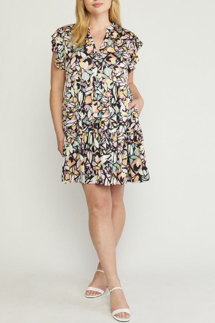 Entro Printed Tiered Dress