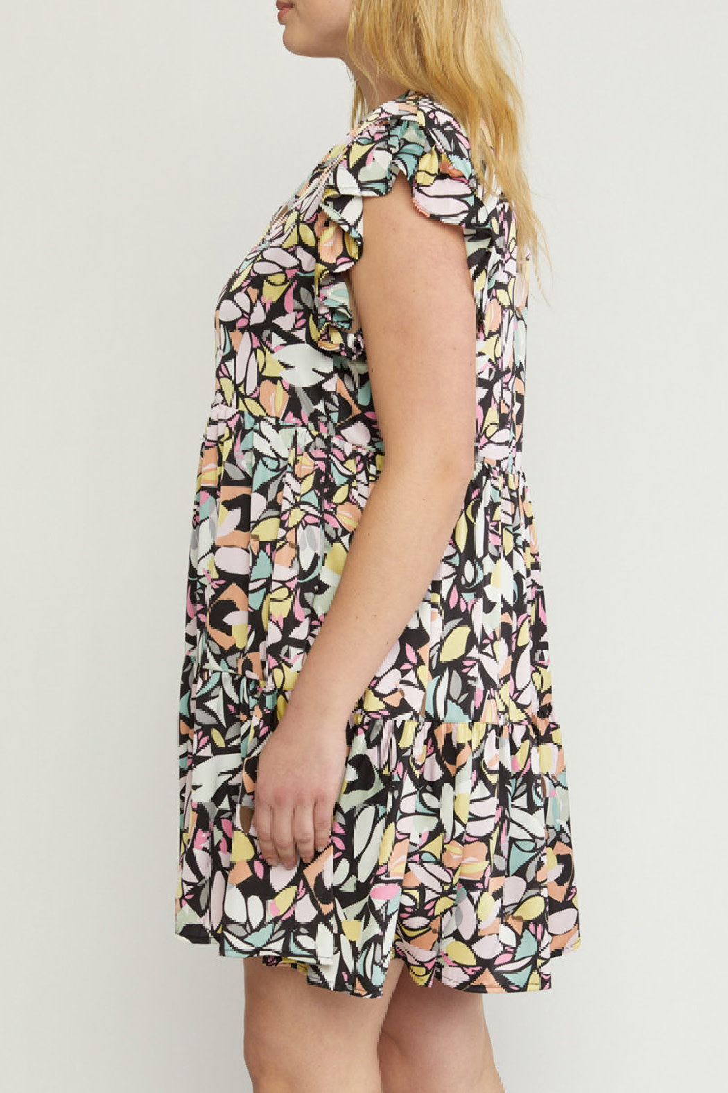 Entro Printed Tiered Dress