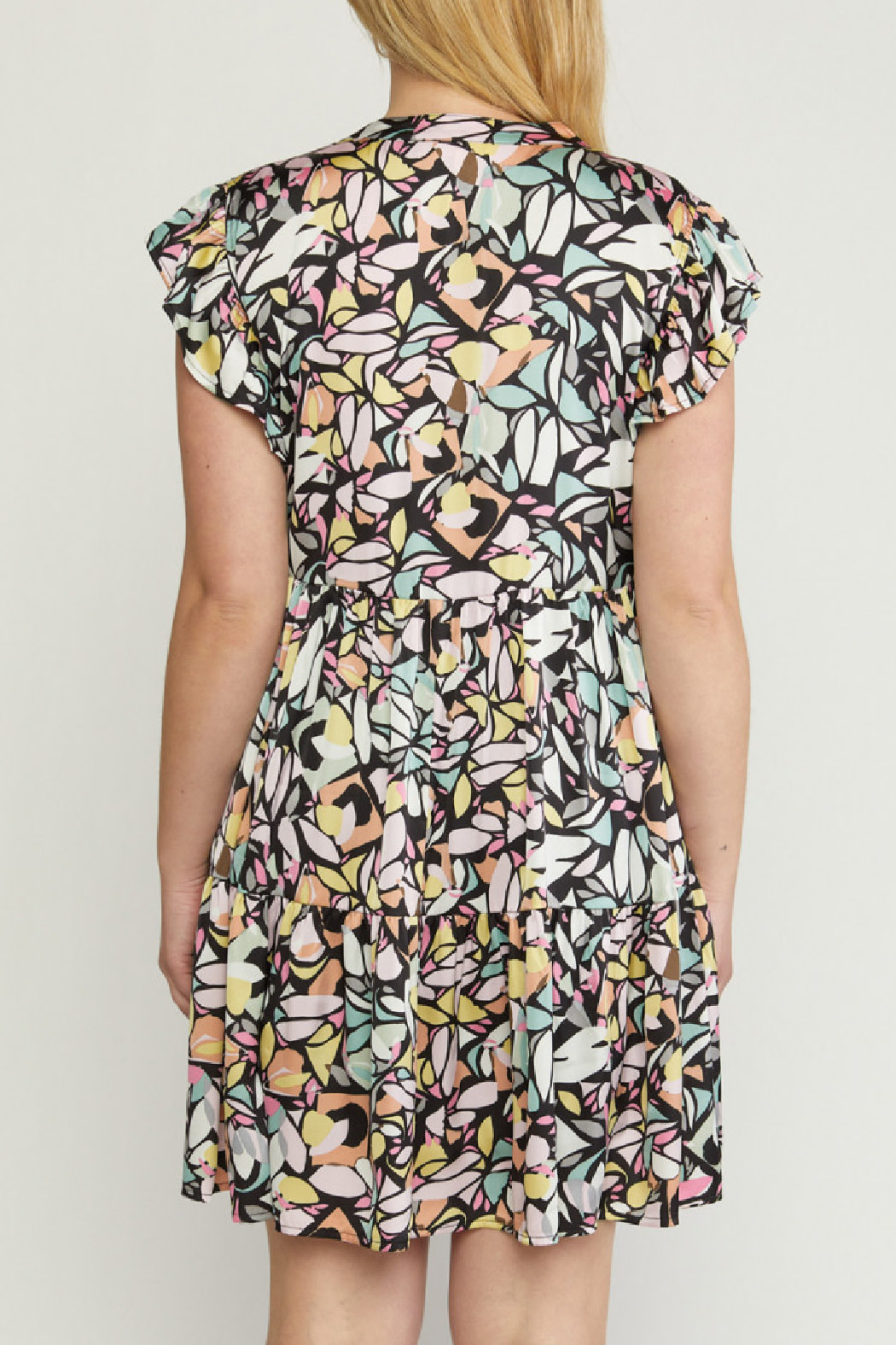 Entro Printed Tiered Dress