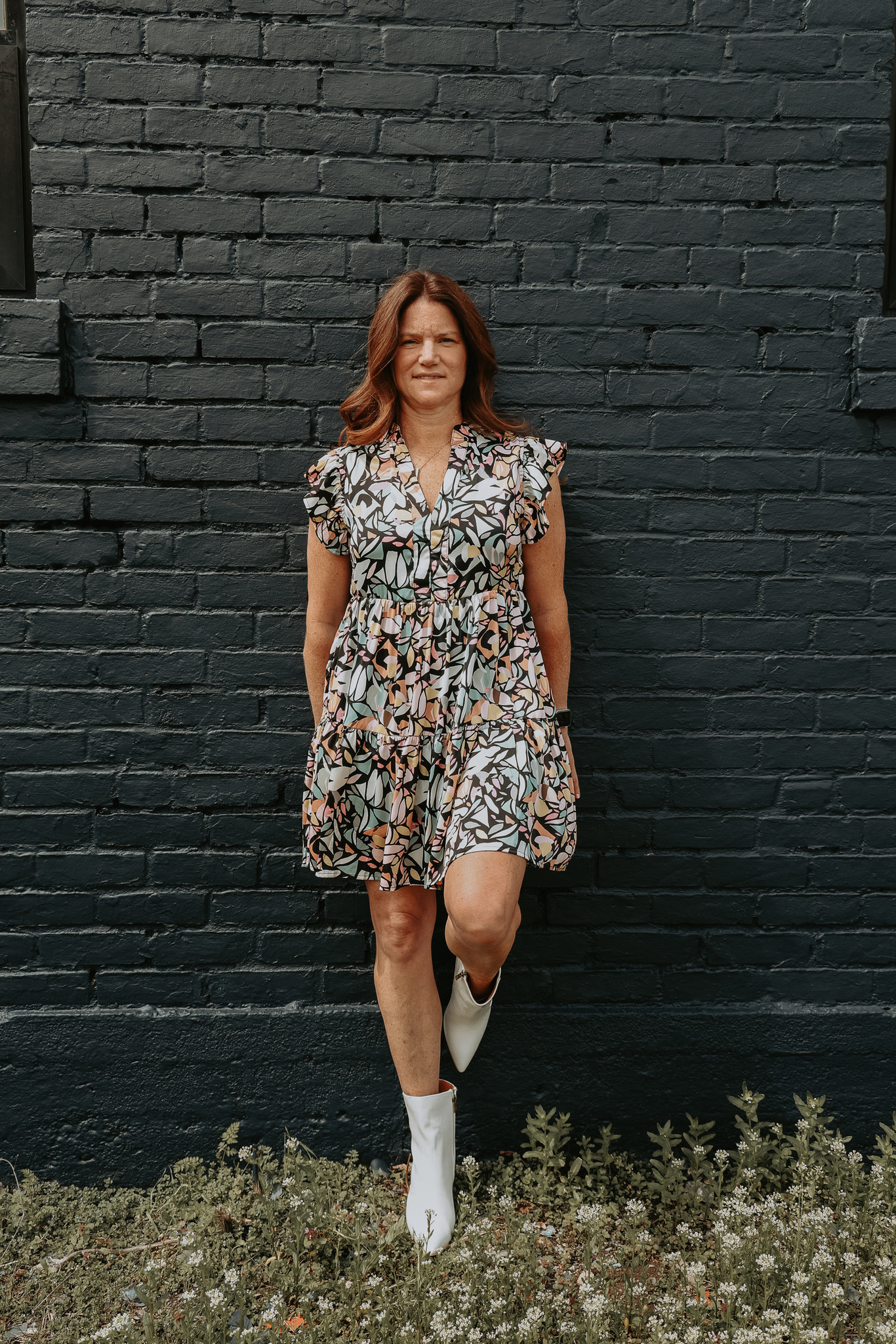 Entro Printed Tiered Dress