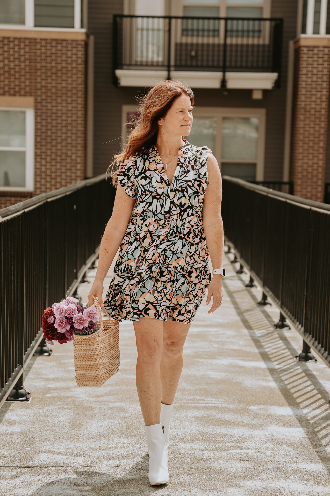 Entro Printed Tiered Dress