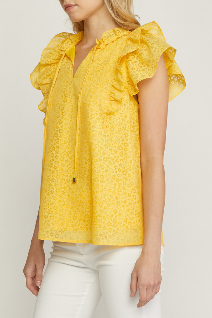 Entro Flutter sleeve floral print top