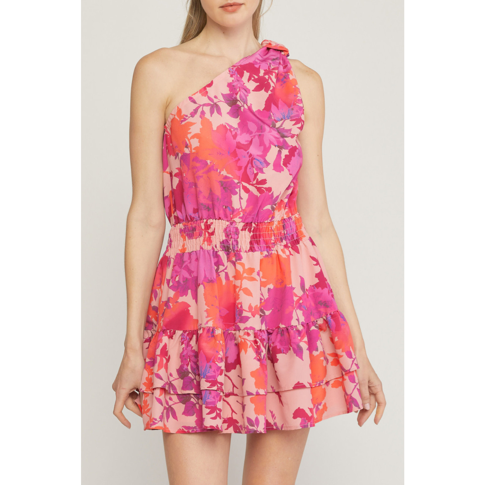 Entro One shoulder floral dress