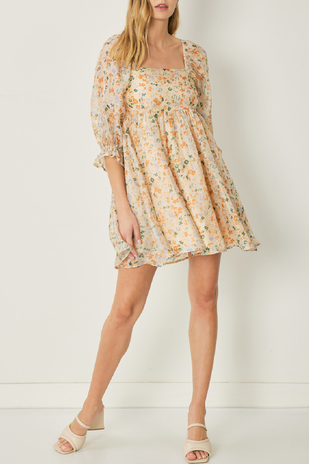 Entro Square neck floral dress