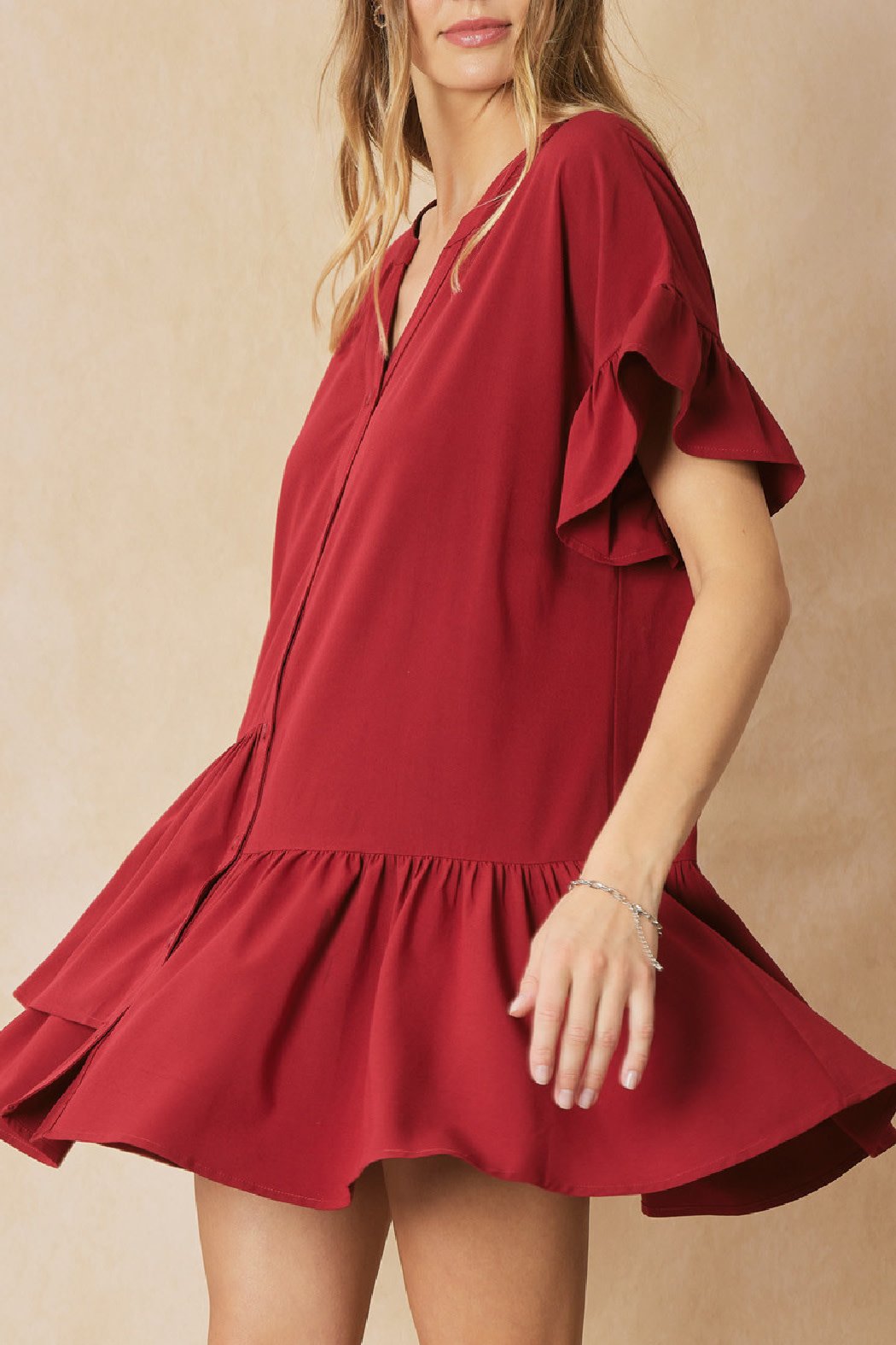 Entro Asymmetrical ruffle hem dress