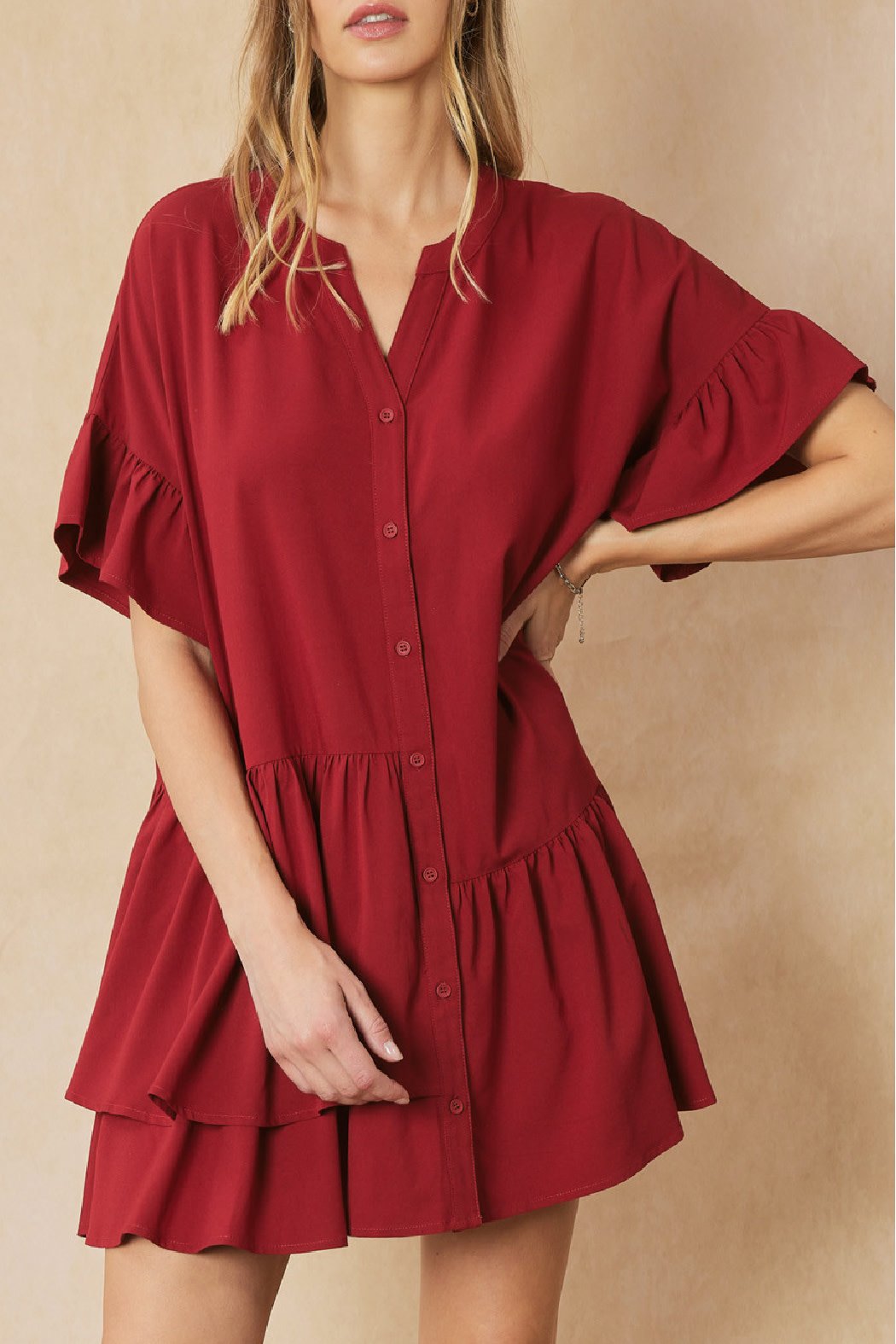 Entro Asymmetrical ruffle hem dress