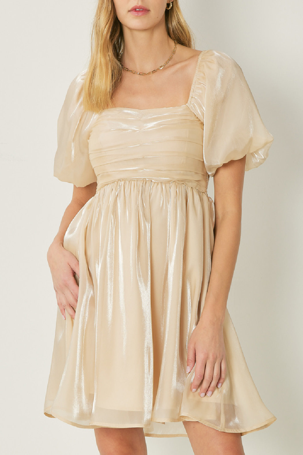 Entro Square neckline bubble sleeve dress