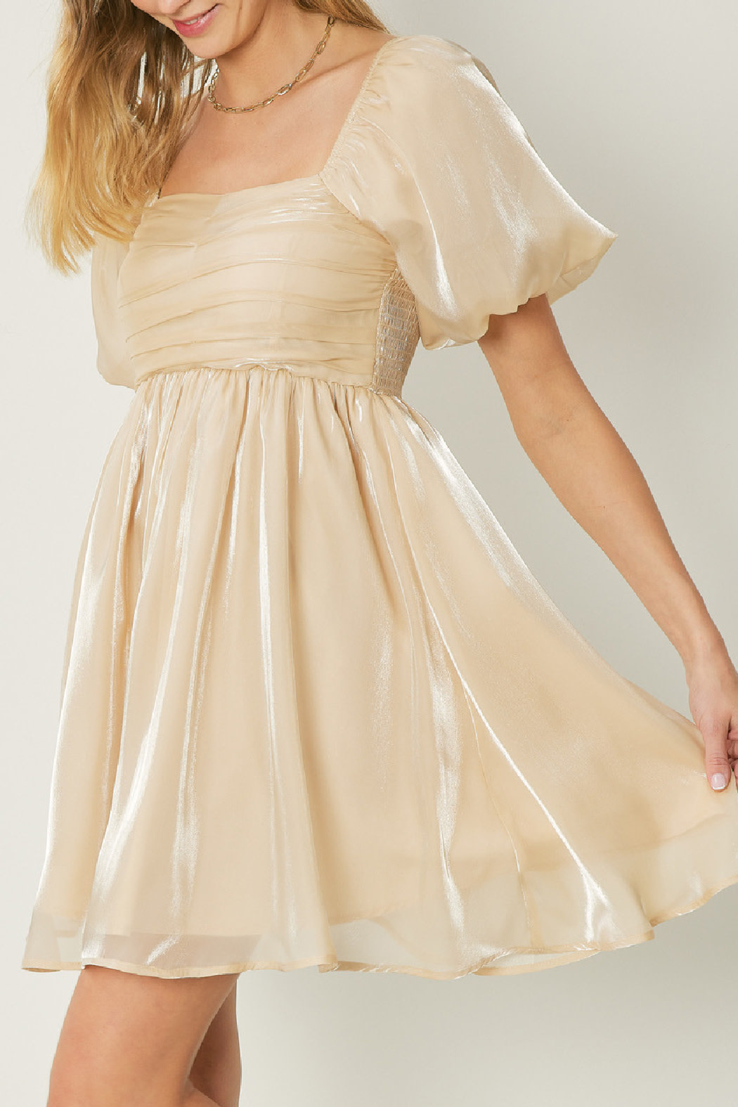 Entro Square neckline bubble sleeve dress