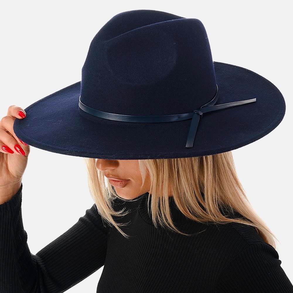 Marcus Adler Felt Wide Brim Hat with Leather accent