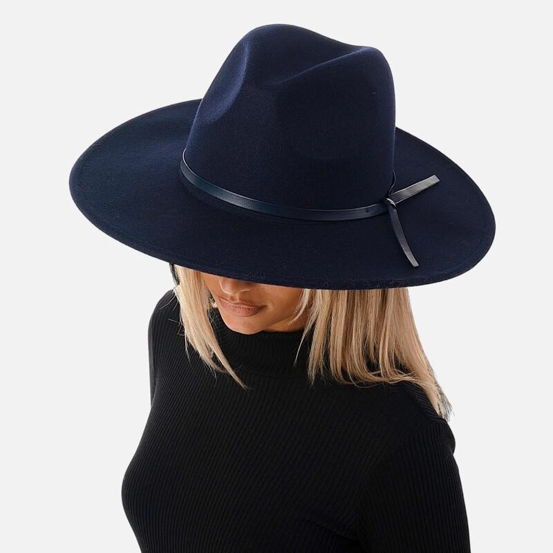 Marcus Adler Felt Wide Brim Hat with Leather accent