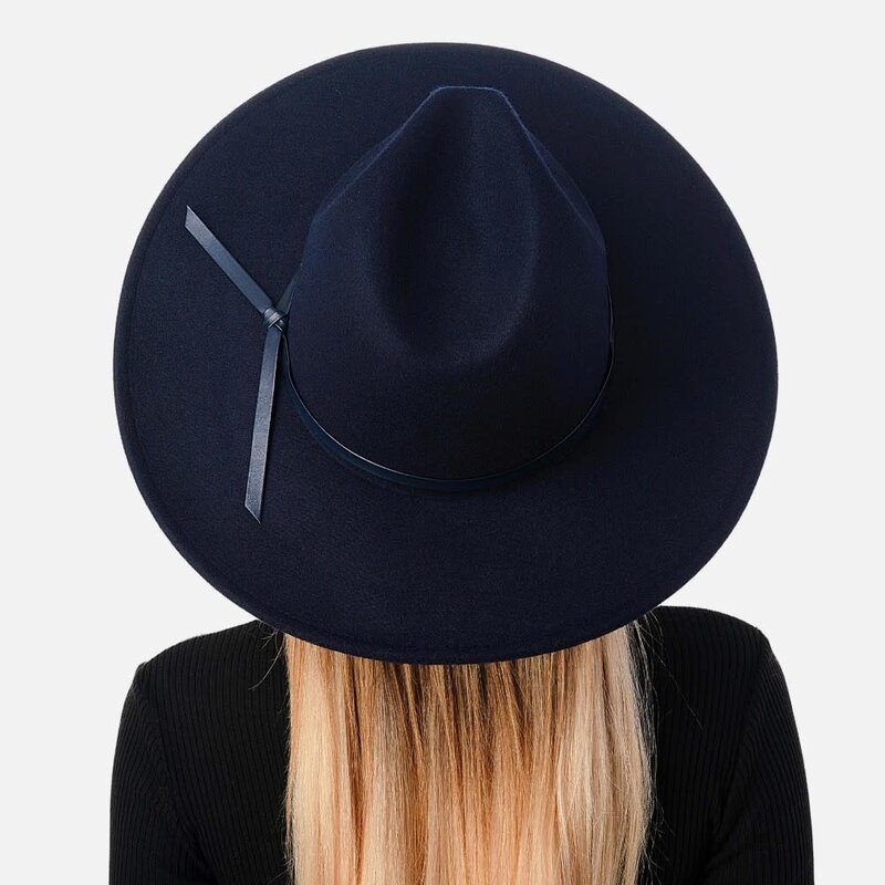 Marcus Adler Felt Wide Brim Hat with Leather accent