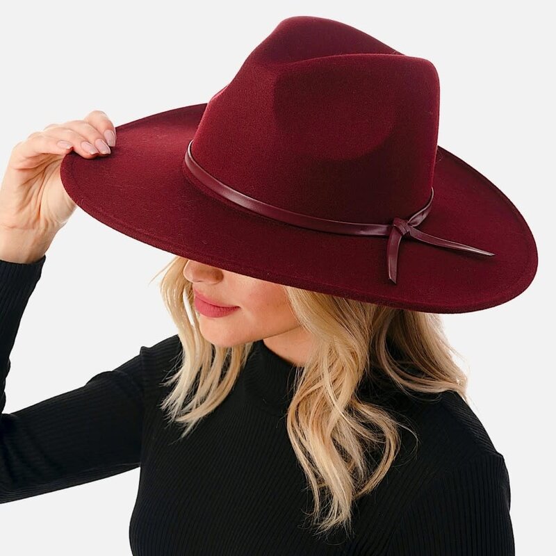 Marcus Adler Felt Wide Brim Hat with Leather accent