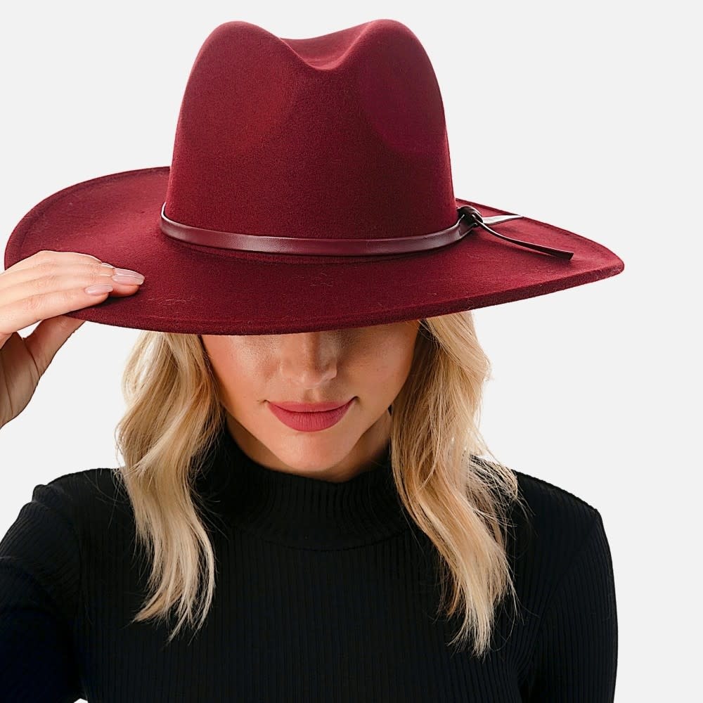 Marcus Adler Felt Wide Brim Hat with Leather accent