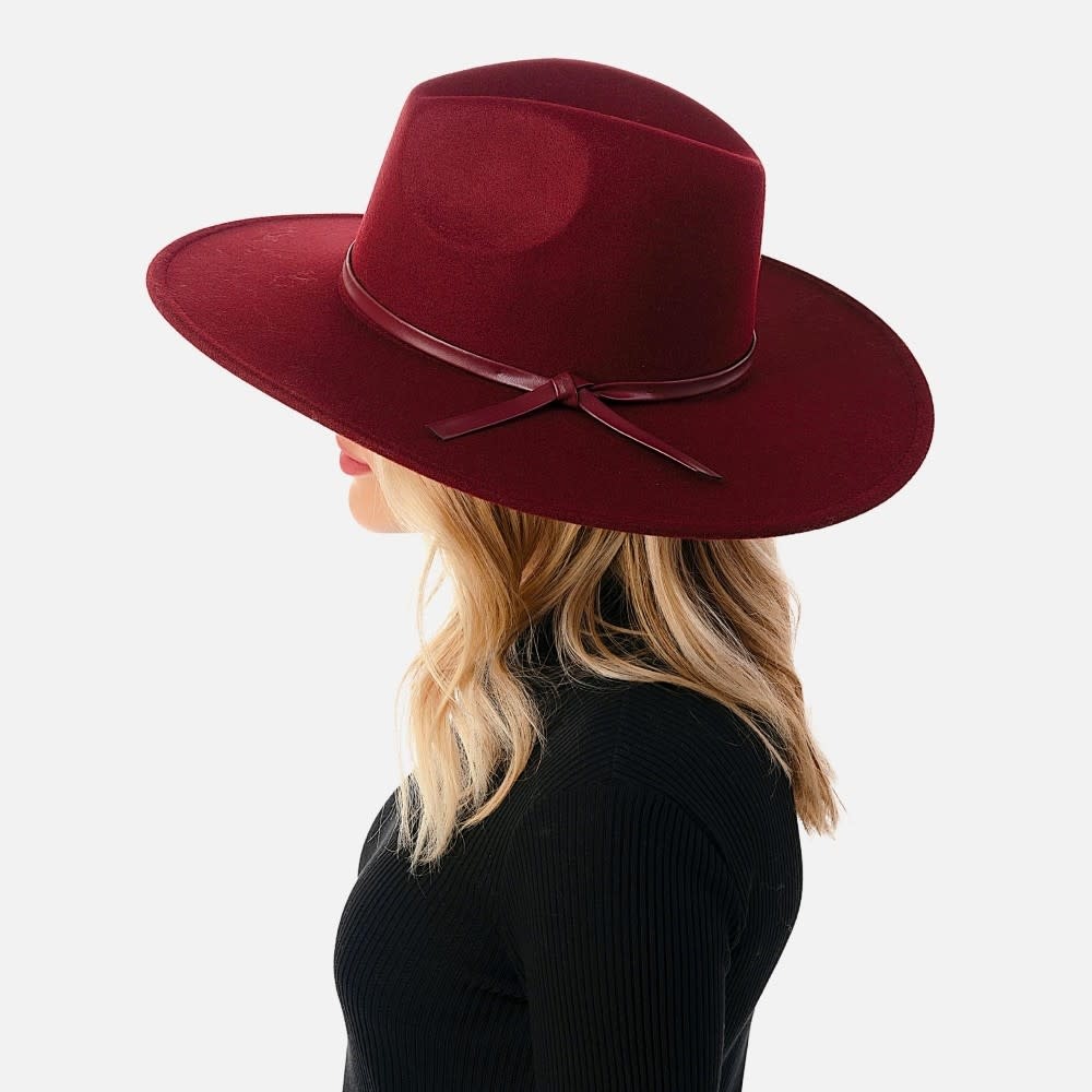 Marcus Adler Felt Wide Brim Hat with Leather accent