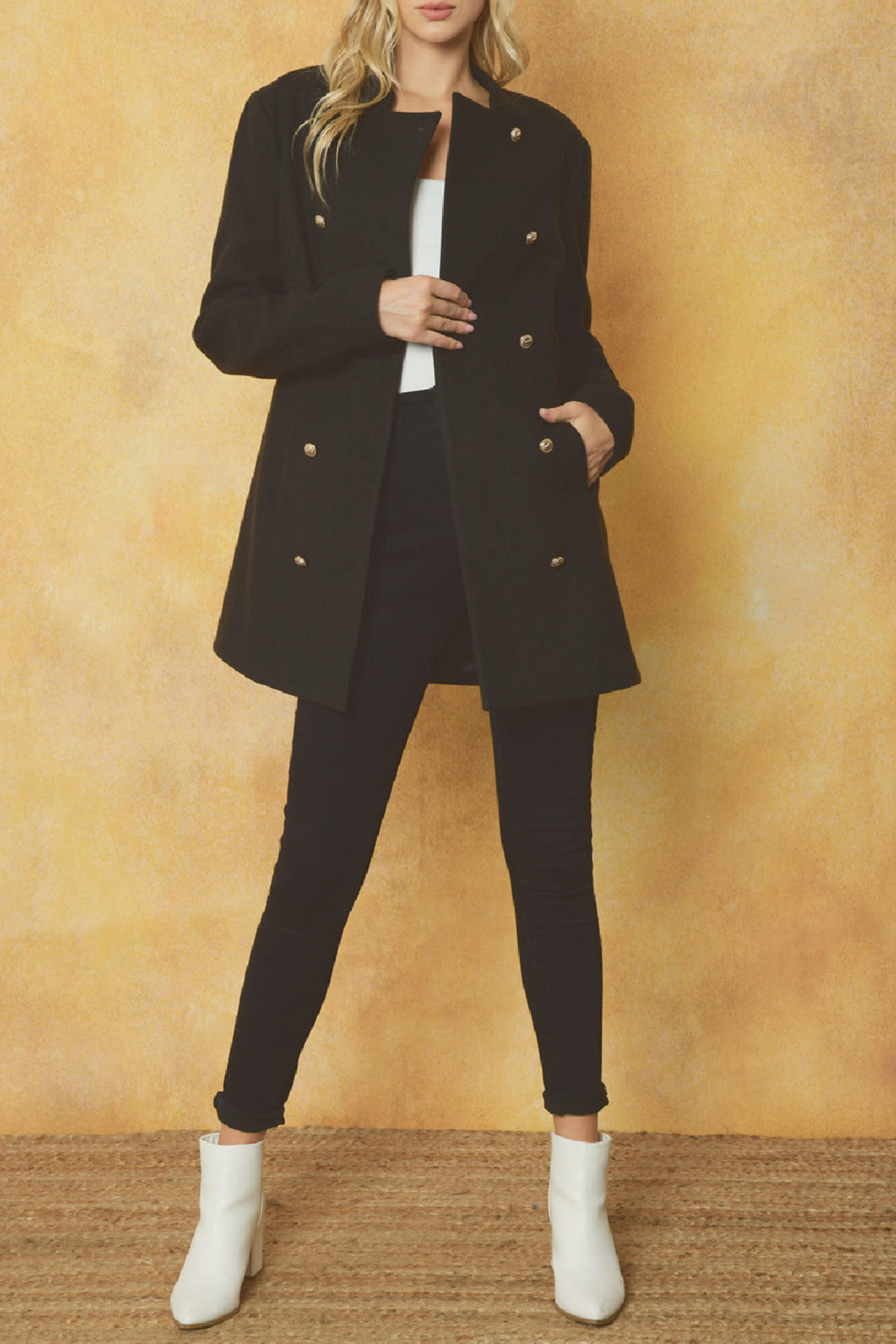 Notched Double-Breasted Coat
