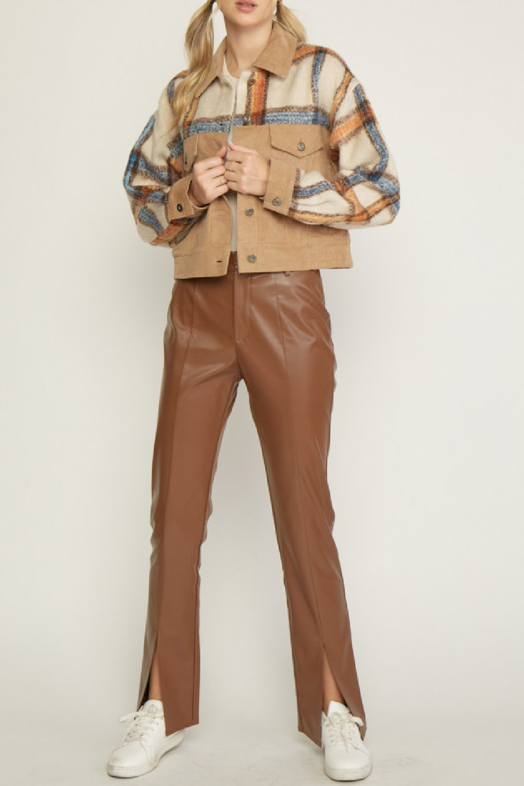 Entro Corduroy plaid mix jacket