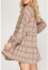 She & Sky Checkered Tiered Dress