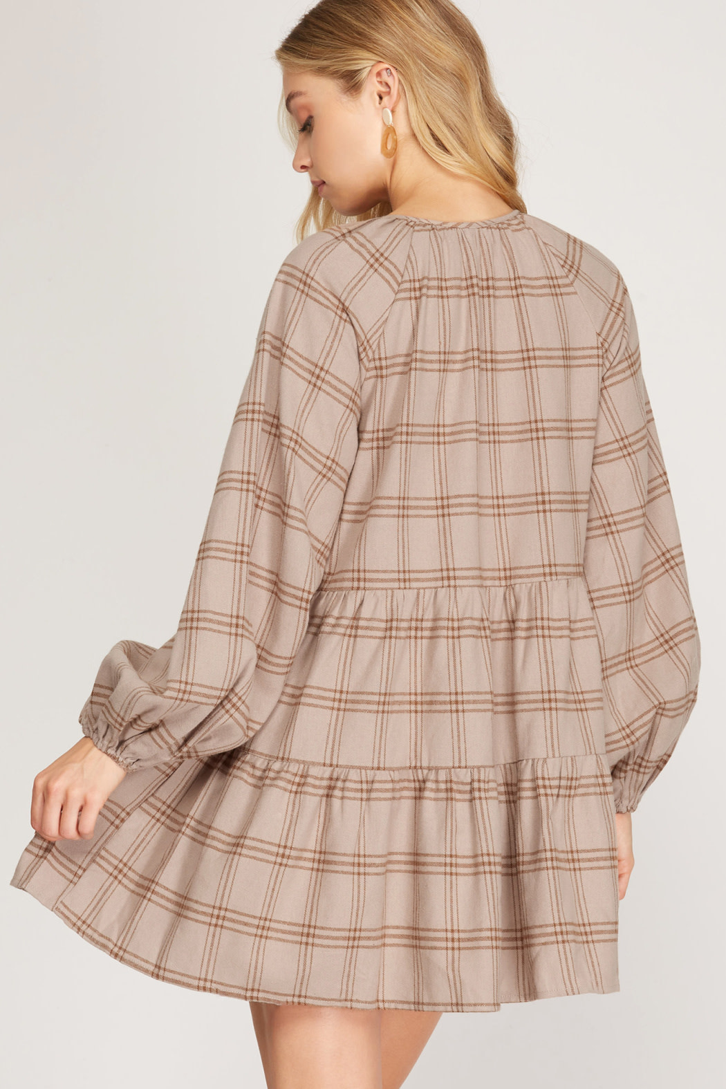 She & Sky Checkered Tiered Dress