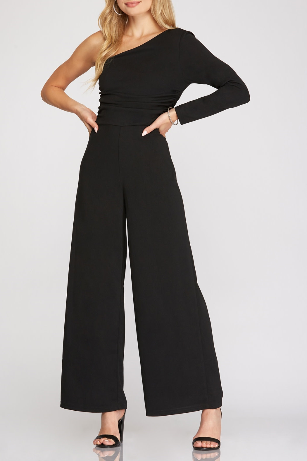 She & Sky One Shoulder Knit Jumpsuit