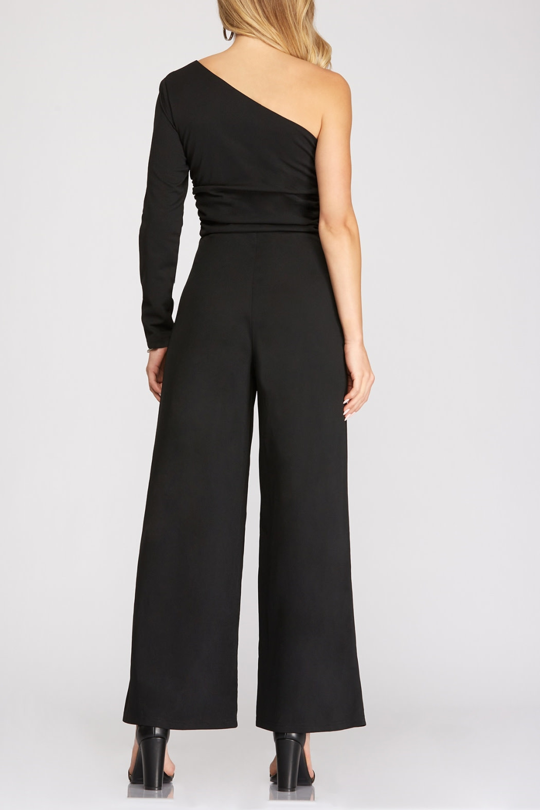 She & Sky One Shoulder Knit Jumpsuit
