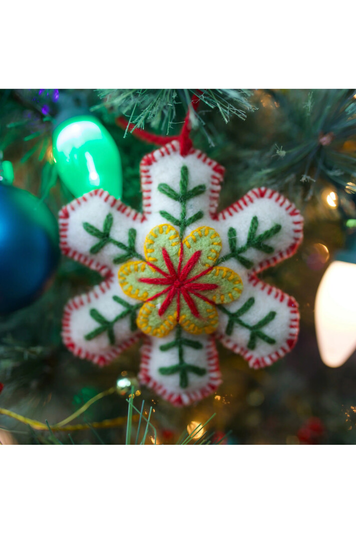 Ornaments 4 Orphans Snowflake Felt Wool Christmas Ornament