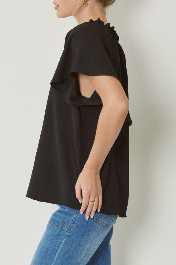 Entro Solid flutter sleeve top