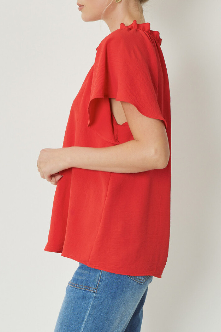 Entro Solid flutter sleeve top