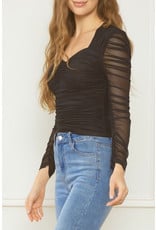 Entro Sheer sleeve ruched top