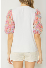 Entro Ribbed Floral sleeve top